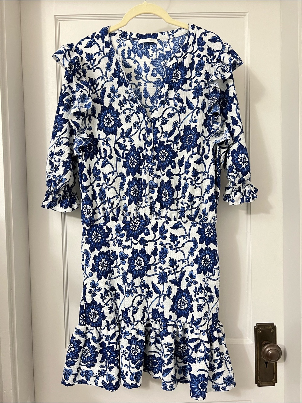 Zara White Dress with Blue Floral